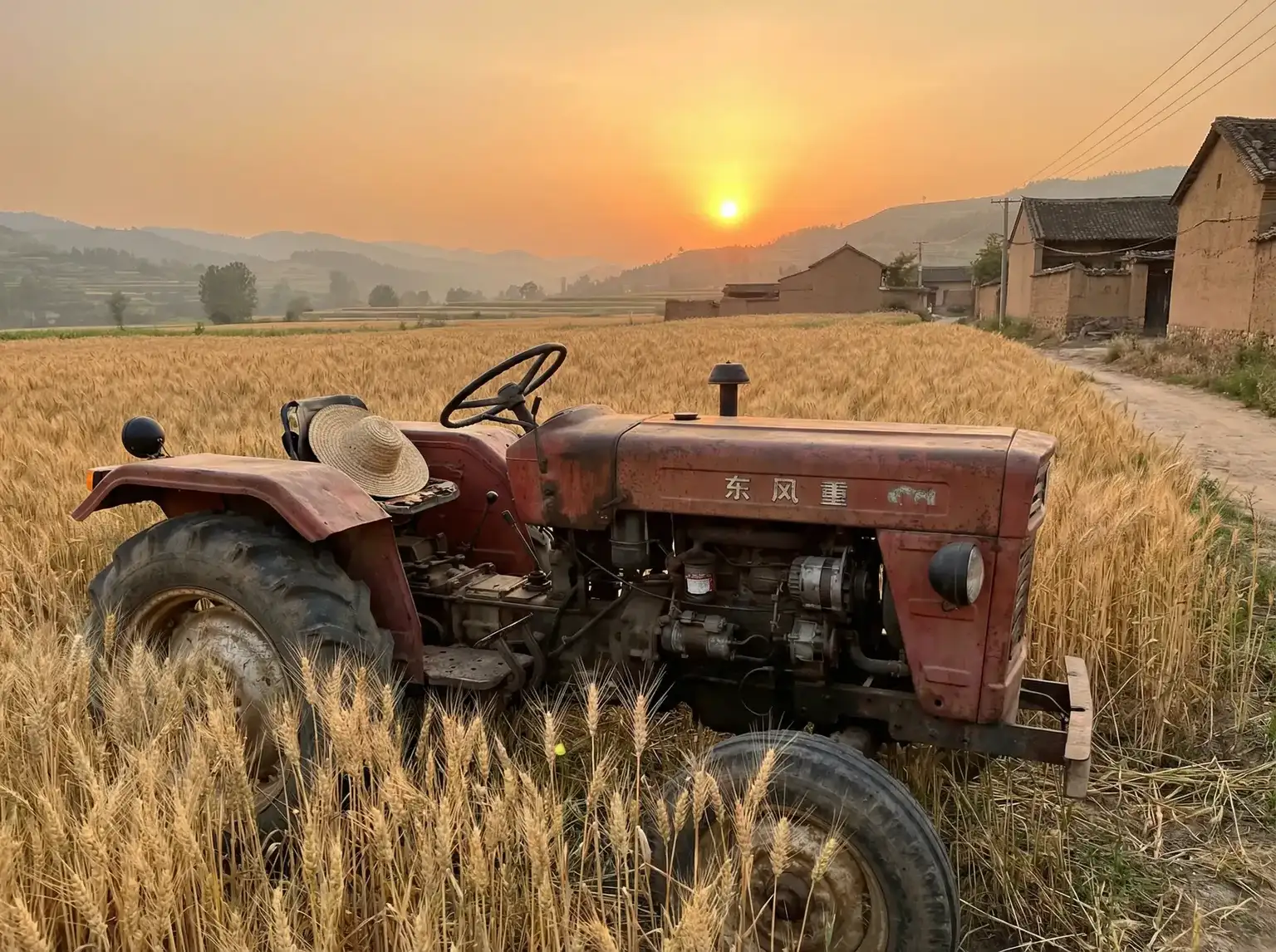 夕阳下的老式拖拉机停在麦田边 - 一本大道一卡二卡三卡四卡在线观 田间记忆